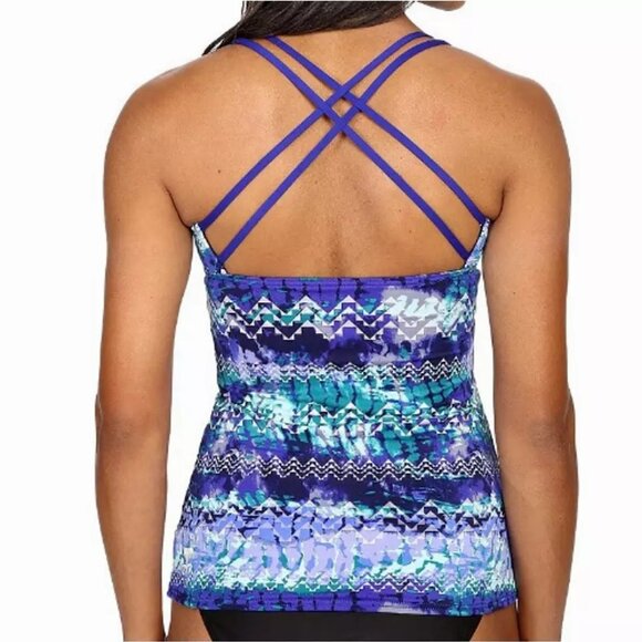 TYR DuraFast Emerald Lake Cascade Cross Tankini Top Velvet Turquoise NWT 10/12 - Picture 3 of 7